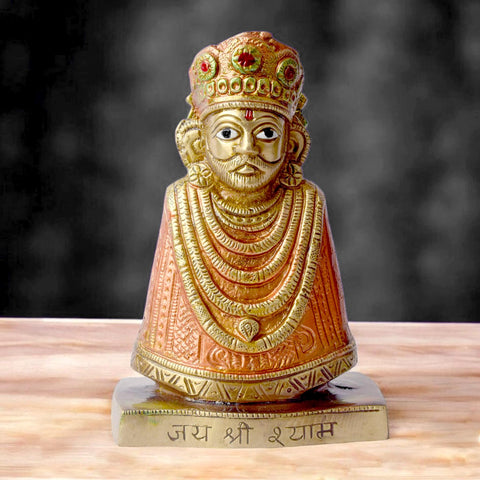 6.3 Inch Khatu Shyam Idol β Handcrafted Brass Statue Representing Divine Grace, Blessings, and Spiritual Protection for Temple and Home Decor. No.1 Brass Idol Store www.satvikstore.in