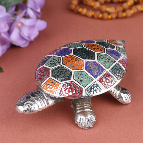 Silver Plated Multi-Color Turtle β A radiant charm for positivity, wealth, and spiritual harmony. Indiaβs Largest Pooja Accessories Brand β www.satvikstore.in