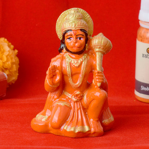 Beautiful Sitting Hanuman Idol made from high-quality material, depicting the powerful and divine figure of Lord Hanuman in a seated posture, perfect for religious worship and home decoration. Indiaβs Largest Pooja Accessories Brand β www.satvikstore.in