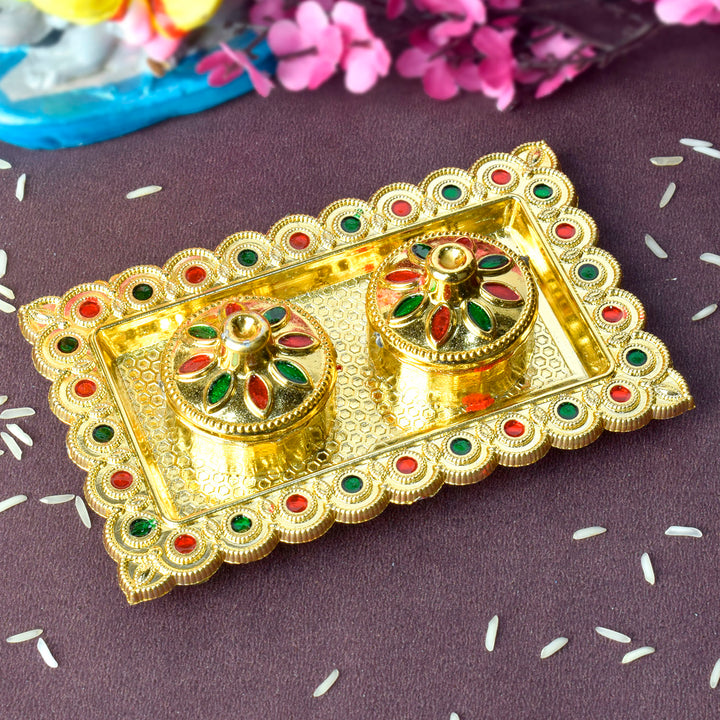 Angular Charm Square Kumkum Dispenser – Elegantly crafted square-shaped kumkum holder with a traditional design, perfect for pooja rituals and festive use. 
India’s Largest Pooja Accessories Brand – www.satvikstore.in