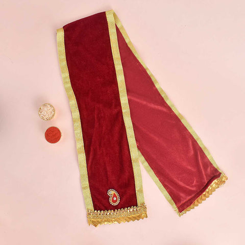 Stunning Maroon Angvastra/Patka/Duppata β 32-inch devotional cloth in rich maroon color, ideal for temple rituals, deity offerings, or traditional spiritual wear. Indiaβs Largest Pooja Accessories Brand β www.satvikstore.in