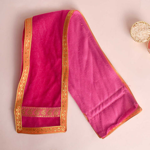 Stunning Pink Angvastra/Patka/Duppata β 15-inch devotional cloth ideal for puja, deity offerings, or spiritual wear, featuring a vibrant pink color and fine traditional detailing. Indiaβs Largest Pooja Accessories Brand β www.satvikstore.in