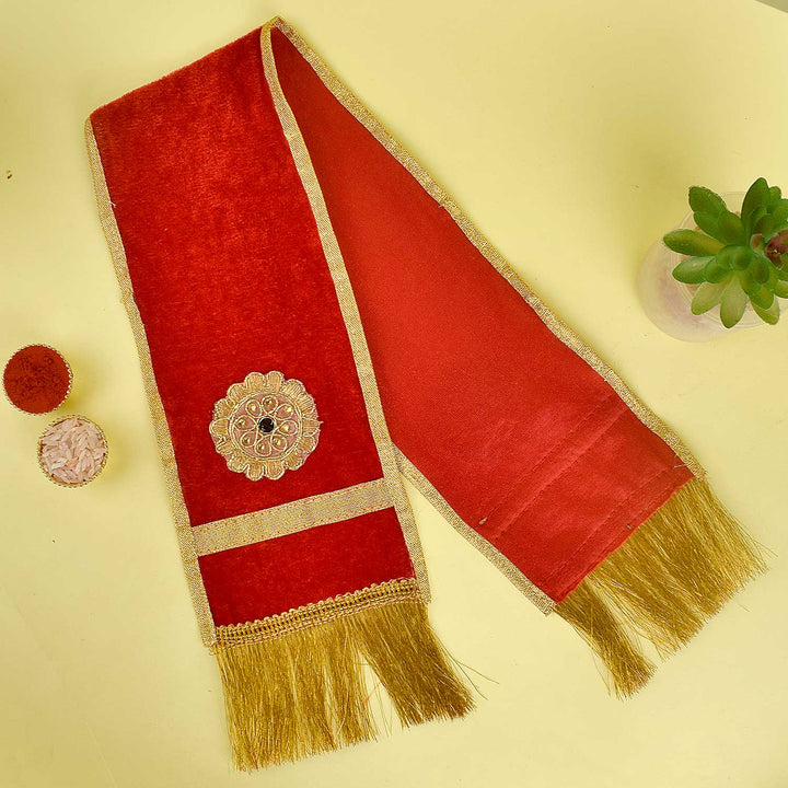 Stunning Red Patka/Duppata/Angvastra – Available in 15, 22, and 37 inches, vibrant red devotional cloth perfect for temple rituals, puja, and spiritual ceremonies.India’s Largest Pooja Accessories Brand – www.satvikstore.in