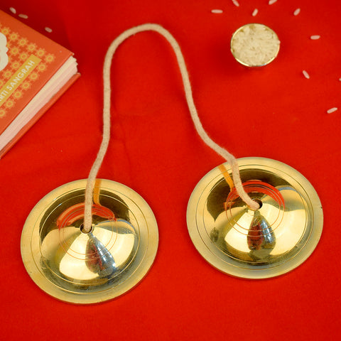 Traditional Indian Manjeera hand cymbals used in devotional music and classical dance, symbolizing rhythm and spiritual harmony. Indiaβs Largest Pooja Accessories Brand β www.satvikstore.in