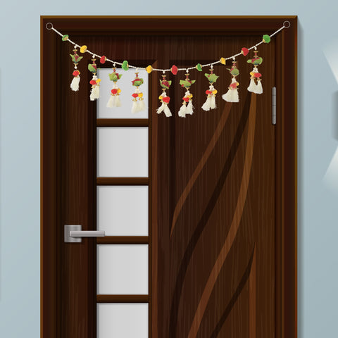 Traditional Pom Poms Toran Tassels with Artificial Flowers for Vibrant Festive Entrance and Doorway Decor. Indiaβs Largest Pooja Accessories Brand β www.satvikstore.in