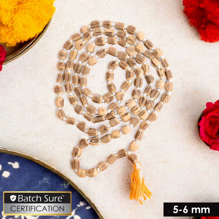 100% Original Tulsi Kanthi Jaap Mala with 5-6mm beads – authentic wooden prayer necklace used for chanting and meditation. India’s Premium Jap Mala Store - www.satvikstore.in