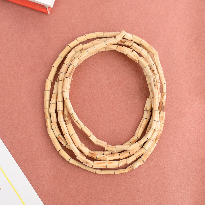 Tulsi Mala with small flat beads, made from sacred Tulsi wood, ideal for Japa, meditation, and spiritual wear. India’s Premium Jap Mala Store- www.satvikstore.in