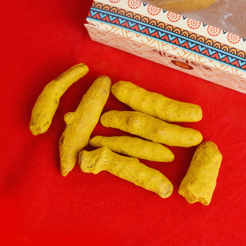Turmeric Root (Haldi Ganth) 50 Grams is a sacred and essential ingredient used in poojas, rituals, and spiritual practices. It symbolizes purity and divine blessings, providing spiritual and physical benefits in religious ceremonies β Indiaβs Largest Pooja Accessories Brand β www.satvikstore.in