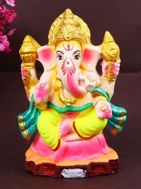 6.3-inch Varaprada Eco-Friendly Ganesha Idol made from Shadu mati, designed for a sustainable and spiritual Ganesh Chaturthi celebration. Indiaβs Largest Pooja Accessories Brand β www.satvikstore.in