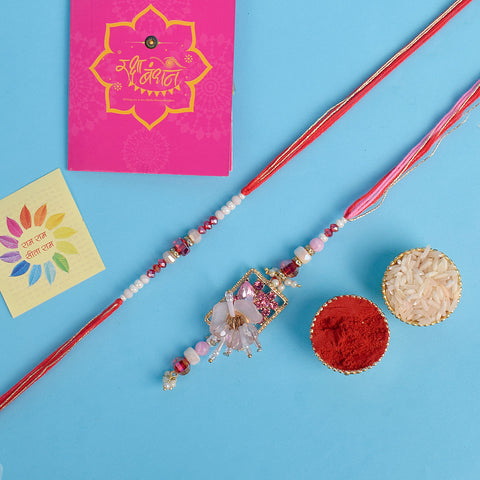 Designer Couple Rakhi Set for Bhaiya and Bhabhi with Roli Chawal and Ram Sita Stickers β Raksha Bandhan Gift Combo. Indiaβs Largest Brass Idols Brand - www.satvikstore.in