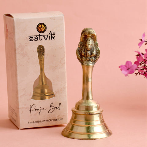 Vishnu Brass Puja Bell featuring intricate carvings of Lord Vishnu, perfect for temple rituals and spiritual ceremonies. 
Indiaβs Largest Pooja Accessories Brand β www.satvikstore.in