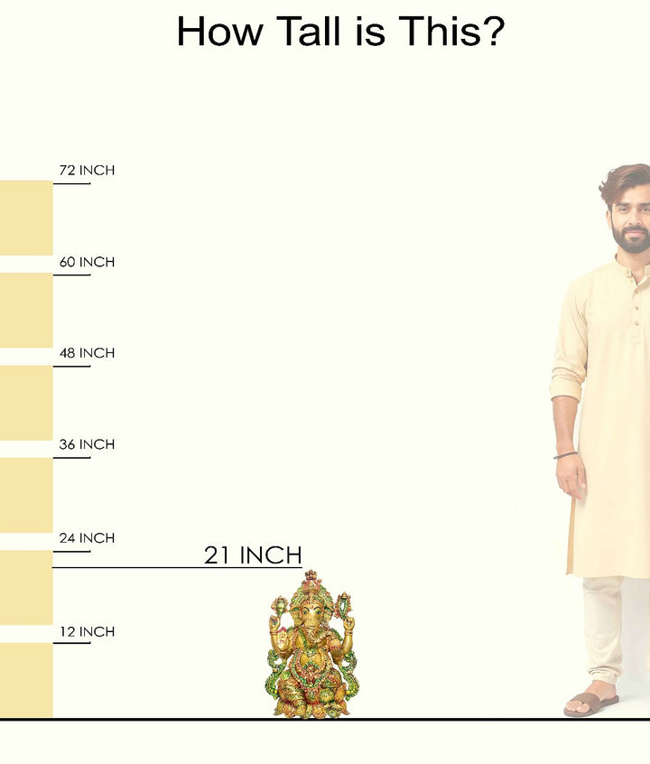 Temple-size brass Ganesha idol with glossy finish β 54 cm (21 inches) height, 37 cm (14.5 inches) length, and 20850 grams (20.85 kg) weight. This handcrafted temple size murti is made from high-quality brass, perfect for home temples, puja, and gifting. Buy premium temple size statues from India's Large Puja Accessories Brand - Satvikstore.in.