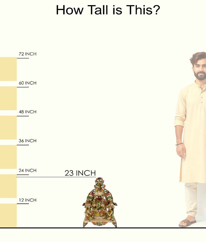 Handcrafted Brass Ram Darbar Idol Set with Glossy Finish | High-Quality Multicolor Brass Murti Featuring Lord Ram, Sita, Lakshman & Hanuman | Length 45 cm, Height 59 cm, Weight 25150 grams | Ideal for Home Mandir, Housewarming Gifts, Temple Installations & Festive DΓ©cor | Premium Religious Gift from Satvikstore.in