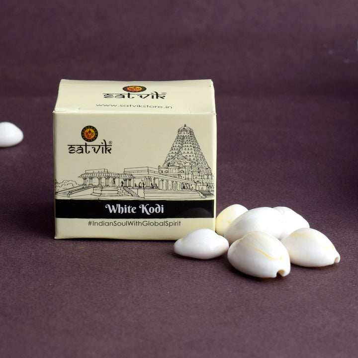 White Kodi for Pooja (11 Pc) β Sacred Cowrie Shells are used for daily pooja rituals and spiritual offerings, symbolizing prosperity and divine blessings. A perfect addition to your pooja needs for positive energy and spiritual growth β Indiaβs Largest Pooja Accessories Brand β www.satvikstore.in