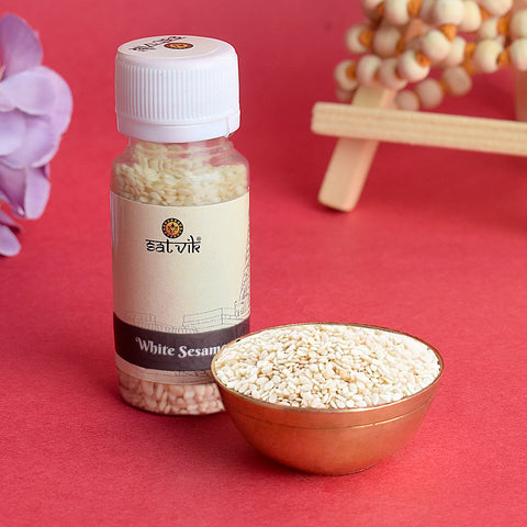 White Sesame Seeds (Safed Till) for Pooja (20 Gram) are used in sacred pooja rituals and religious ceremonies for offerings, prayers, and blessings. These pure sesame seeds symbolize prosperity, purity, and divine energy β Indiaβs Largest Pooja Accessories Brand β www.satvikstore.in