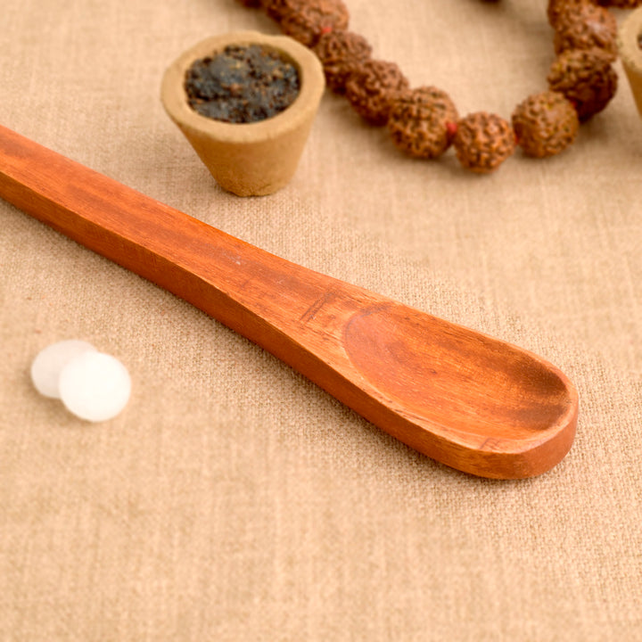 Wooden Spoon for Hawan and Pooja is an essential tool used in sacred rituals for offering ghee and other items into the holy fire, ensuring purity and tradition in every spiritual practice – India’s Largest Pooja Accessories Brand – www.satvikstore.in