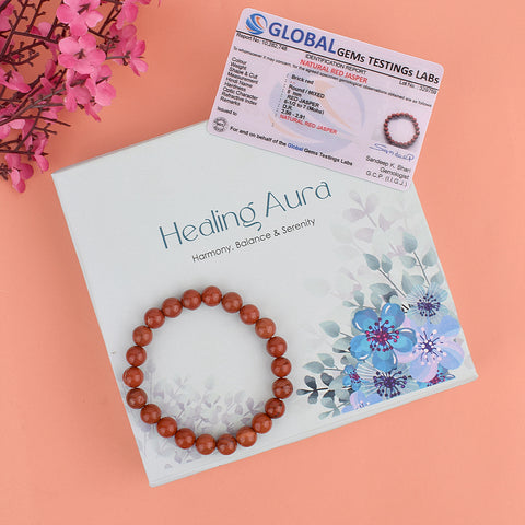 Authentic Red Jasper Crystal Bracelet for Reiki Healing β 8 MM Beads for Stability, Grounding, and Root Chakra Balance. Indiaβs Largest Pooja Accessories Brand β www.satvikstore.in