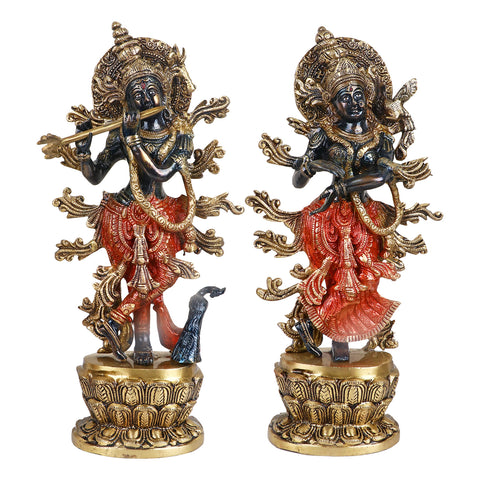 Lord Radha and Krishna Murti with Bansuri(Flute), Radha Krishna Statue made from Virgin Quality Brass for long-lasting use. Handmade product from the Artisanship of India's Craftsman Using Modern Style.