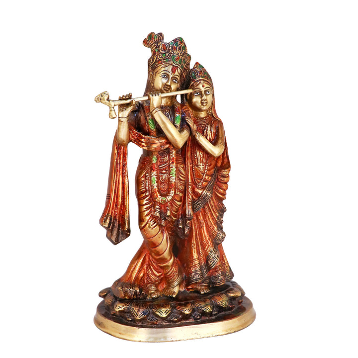 Lord Radha and Krishna Murti with Bansuri(Flute), Radha Krishna Statue made from Virgin Quality Brass for long-lasting use. Handmade product from the Artisanship of India's Craftsman Using Modern Style.