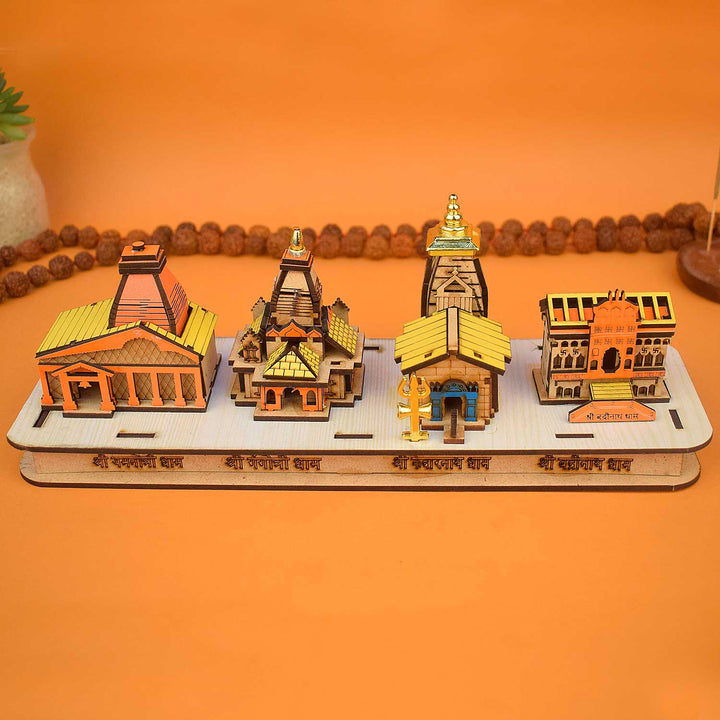 Char Dham Yatra 3D Wooden Showpiece – Sacred Temple Decor in Antique Finish – India’s Largest Pooja Accessories Brand – www.satvikstore.in