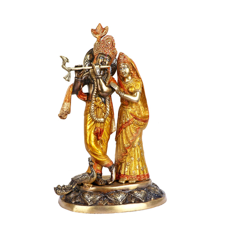  Lord Radha and Krishna Murti with Bansuri(Flute), Radha Krishna Statue made from Virgin Quality Brass for long-lasting use. Handmade product from the Artisanship of India's Craftsman Using Modern Style.