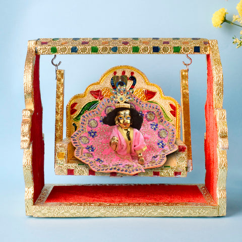 Golden Meenakari Peacock Singhasan Jhula for Laddu Gopal β Indiaβs Largest Pooja Accessories Brand β www.satvikstore.in