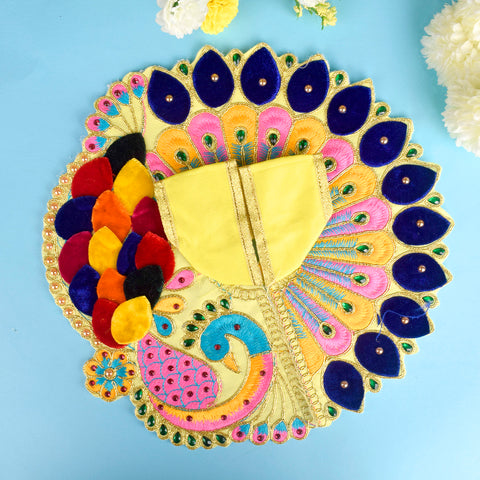 Attractive Peacock Design Dress for Laddu Gopal in Premium Fabric with Intricate Embroidery β Indiaβs Largest Pooja Accessories Brand β www.satvikstore.in