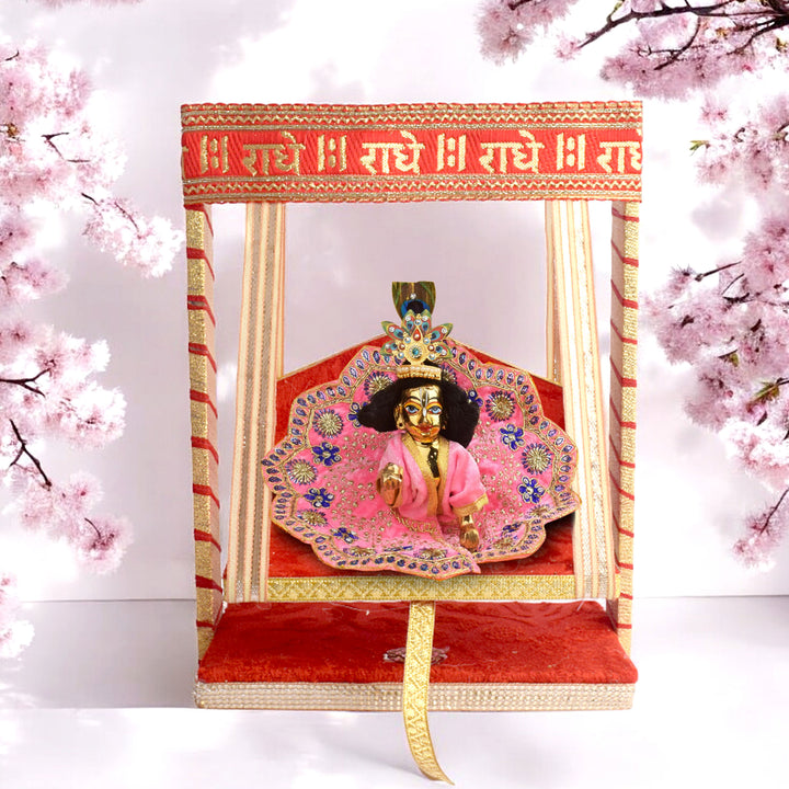 Radhe Radhe Printed Jhula β Blessed Wooden Swing for Laddu Gopal β Indiaβs Largest Pooja Accessories Brand β www.satvikstore.in