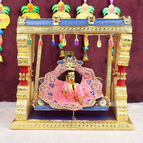 Royal Blue Metal Singhasan Jhula for Laddu Gopal β Indiaβs Largest Pooja Accessories Brand β www.satvikstore.in
