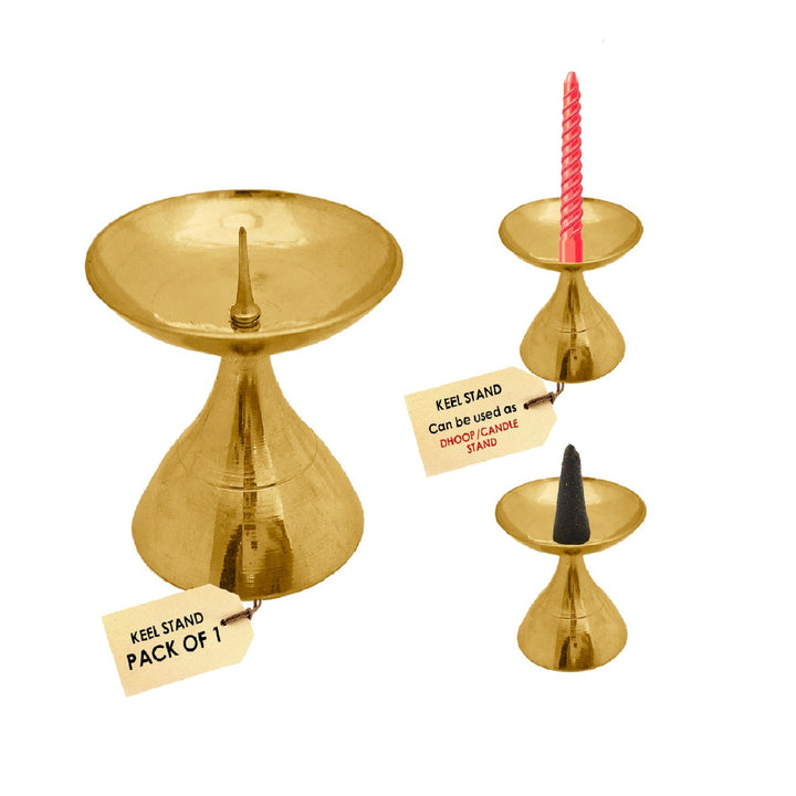 2-inch brass dhoop candle stand, traditionally crafted for holding dhoop cones or candles during pooja, aarti, and devotional ceremonies. 
Indiaβs Largest Pooja Accessories Brand β www.satvikstore.in