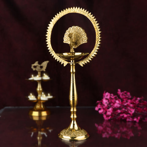 20 Inch Mor Kiran Style Brass Kerala Diya β Handcrafted peacock diya in Kiran style, perfect for large temples, pooja rituals, and festive decor. Indiaβs Largest Pooja Accessories Brand β www.satvikstore.in