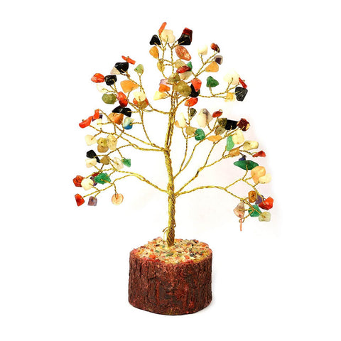 7 Chakra Crystal Tree with 100 natural gemstone beads, artistically arranged on a wire frame base for balance, positivity, and energy healing in homes or offices. Indiaβs Largest Pooja Accessories Brand β www.satvikstore.in