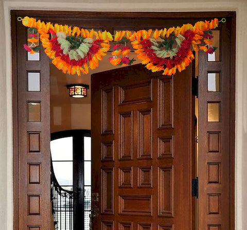 Beautiful Artificial Flower Bandarwal for Door Decoration Floral Toran (Design-8) featuring vibrant artificial flowers, perfect for adding a festive and traditional charm to your door entrances during celebrations. Indiaβs Largest Pooja Accessories Brand β www.satvikstore.in