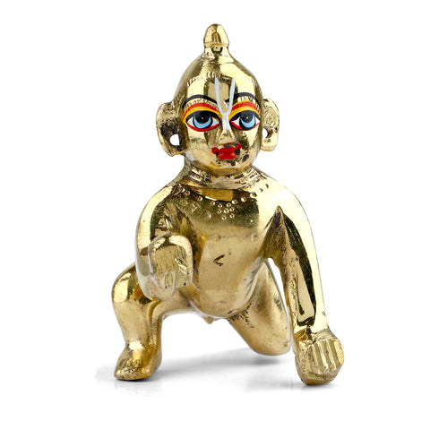 Brass Bal Gopal/Laddu Gopal Idol β Available in Sizes 0 to 6, Ideal for Home Temple, Janmashtami Celebrations, and Devotional Decor. No.1 Brass Idol Store www.satvikstore.in