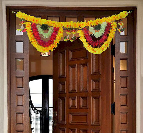 Elegant Artificial Flower Bandarwal for Door Decoration (Design-10), featuring vibrant artificial flowers and intricate design, perfect for enhancing the entrance during festive occasions and traditional celebrations. Indiaβs Largest Pooja Accessories Brand β www.satvikstore.in