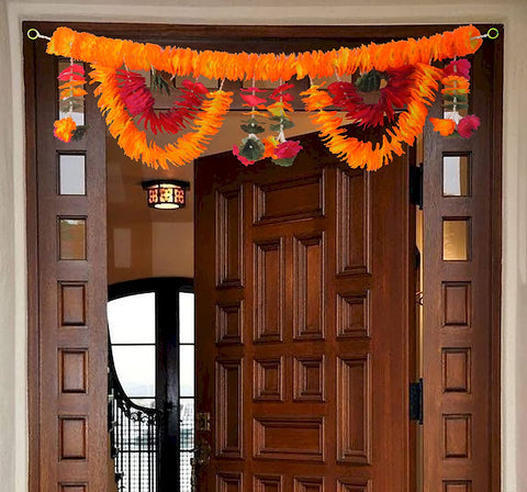 Elegant Artificial Flower Bandarwal for Door Decoration Floral Toran (Design-6) with colorful artificial flowers, perfect for festive and traditional home entrances. Indiaβs Largest Pooja Accessories Brand β www.satvikstore.in