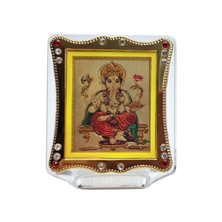 Lord Ganesha frame for car dashboard, featuring a detailed and divine depiction of Lord Ganesha, symbolizing prosperity, wisdom, and blessings for your vehicle.India’s Largest Pooja Accessories Brand – www.satvikstore.in