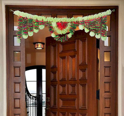Vibrant Artificial Flower Bandarwal for Door Decoration Floral Toran (Design-7) with bright, colorful artificial flowers, ideal for festive celebrations and adding a traditional touch to entrances. Indiaβs Largest Pooja Accessories Brand β www.satvikstore.in