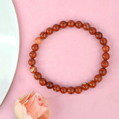 Authentic Red Jasper Crystal Bracelet for Reiki Healing with 6mm Beads for Strength and Stability. Indiaβs Largest Pooja Accessories Brand β www.satvikstore.in
