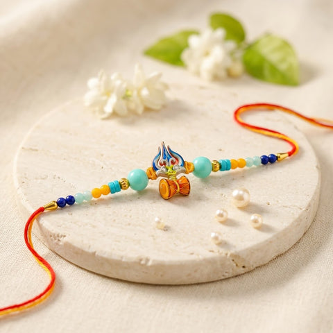 Auspicious Trishul Damru Symbol Kids Rakhi