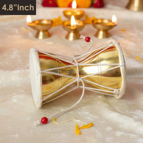 4.8 Inch Cosmic Brass Damru Divine Drum for Lord Shiva Worship