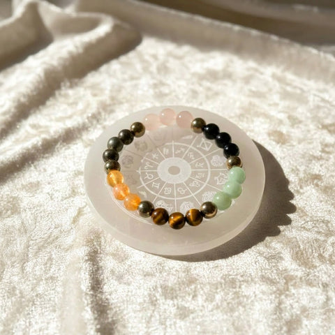 Dhan Yog Bracelet & Zodiac Selenite Plate Wealth Combo