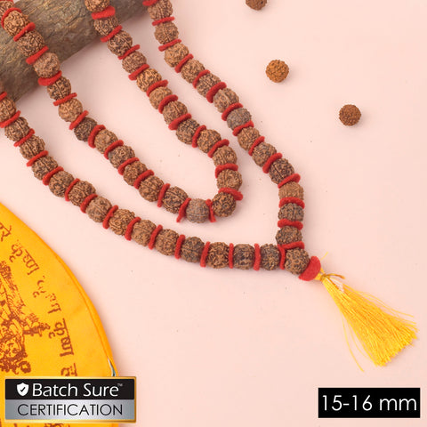 5 Mukhi Rudraksha Kantha Mala with 108 Natural Beads in Velvet Thread for Meditation and Spiritual Use. India’s Premium Jap Mala Store - www.satvikstore.in