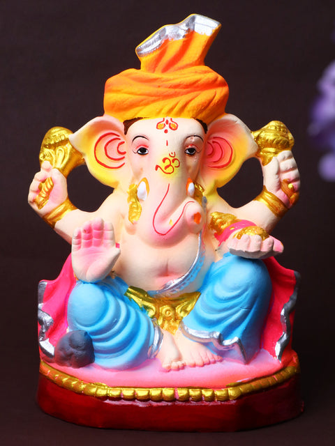 7 Inch Buddhividhata Eco-Friendly Ganesha Idol seated in Padmasana Pose, made from natural Shadu Mati with vibrant eco-safe colors. India’s Largest Pooja Accessories Brand – www.satvikstore.in