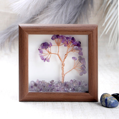 Amethyst Tree with Frame Decorative Spiritual Piece