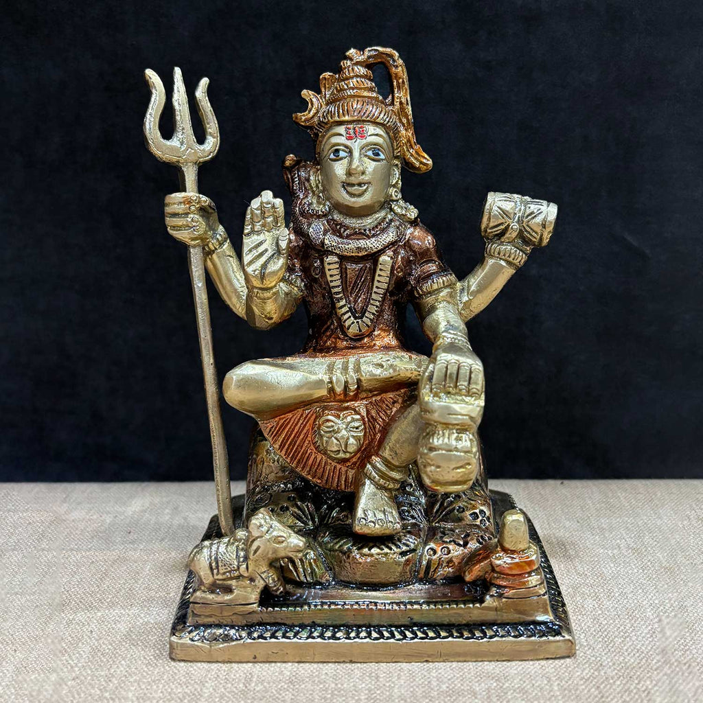 4 Inch Elegant Lord Shiva Sculpture – Finely Detailed Brass Idol of Mahadev in a Serene Pose, Perfect for Home Temple, Spiritual Decor, and Daily Worship. No.1 Brass Idol Store www.satvikstore.in 