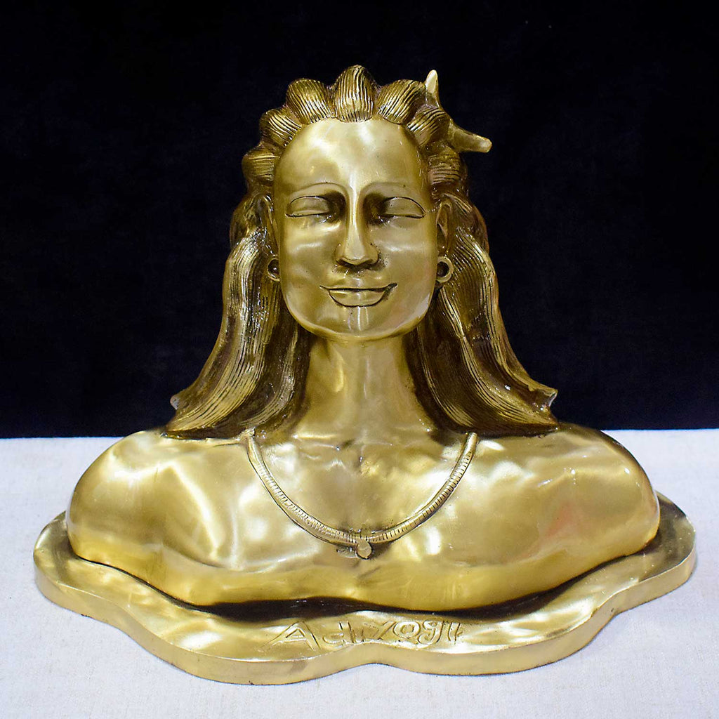 11 Inch Brass Adiyogi Statue – Sacred Decor for Home Temple and Meditation Space, Symbolizing Inner Peace and Shiva Energy. India's Largest Puja Accessories Brand - Satvik No. 1 Brass Idol Collection 


