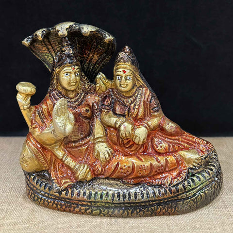 4.5 Inch Brass Vishnu Laxmi Idol – Exquisitely Handcrafted Statue Representing Divine Harmony, Ideal for Temple Worship, Pooja Room, and Spiritual Home Decor. No.1 Brass Idol Store www.satvikstore.in 