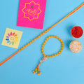 Designer Couple Rakhi Set for Bhaiya and Bhabhi with Roli Chawal and Ram Sita Stickers – Raksha Bandhan Gift Combo. India’s Largest Brass Idols Brand - www.satvikstore.in