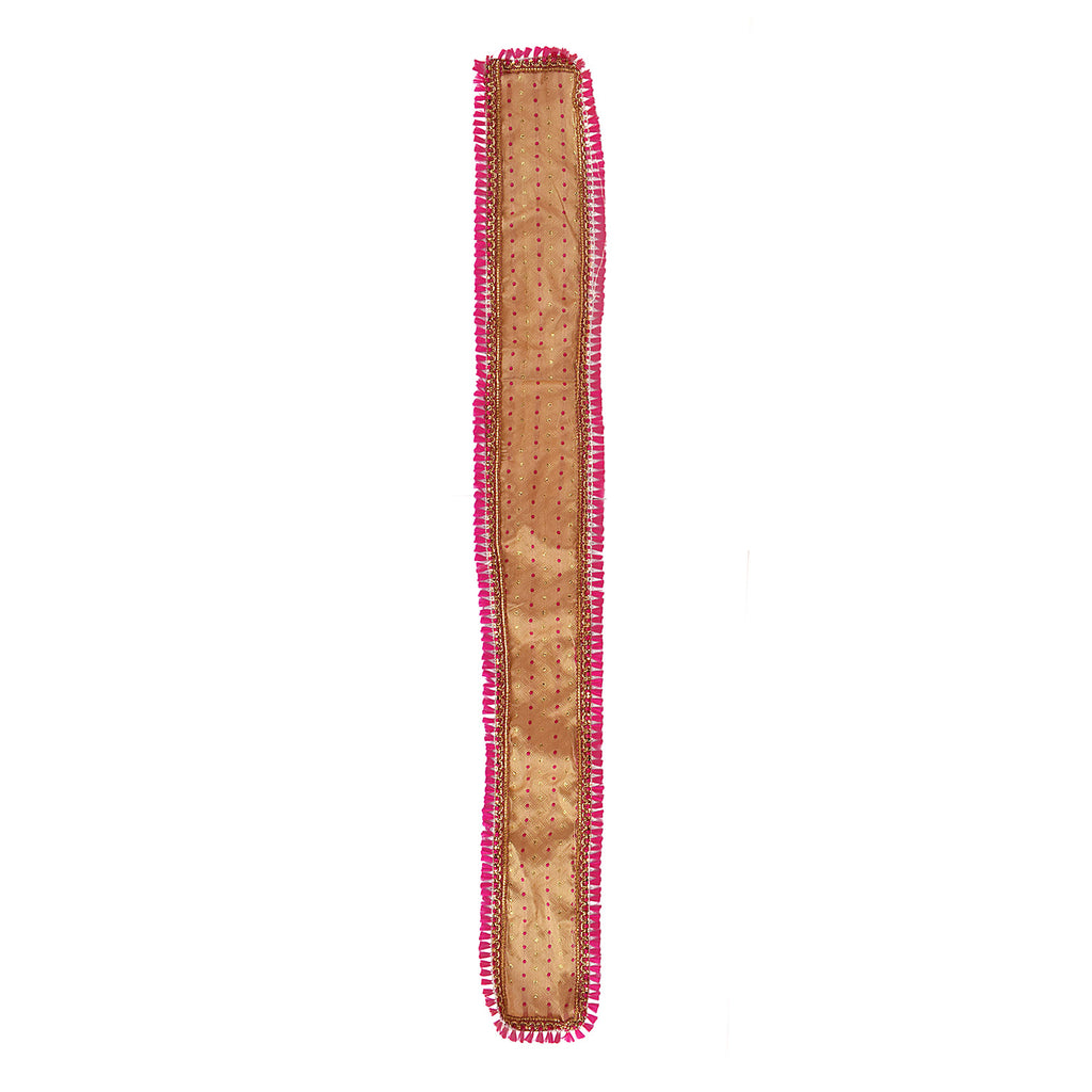 Cream and pink Patka or Angvastra, 32 inches in size, made from soft, lightweight fabric, ideal for religious rituals, temple visits, and traditional ceremonies. India’s Largest Pooja Accessories Brand – www.satvikstore.in